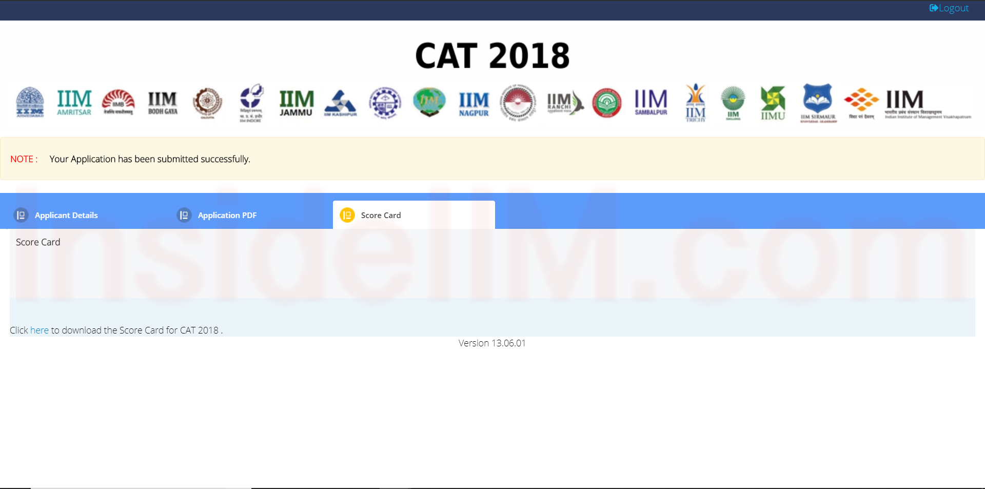 Download CAT result - scorecard