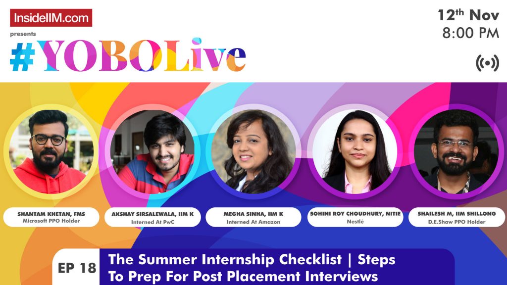 The PPO Checklist - Steps To Preparing For Your Internship Post Summer Interviews | IIM K, S, NITIE, FMS - YOBOLive Ep.18