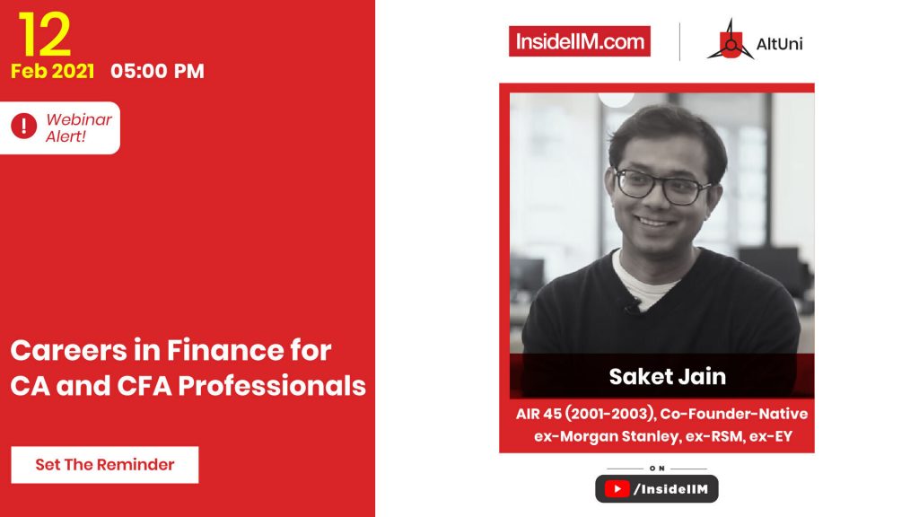 Careers in Finance for CA & CFA Professionals Ft. Saket Jain, CA AIR 45, ex-Morgan Stanley, ex-EY