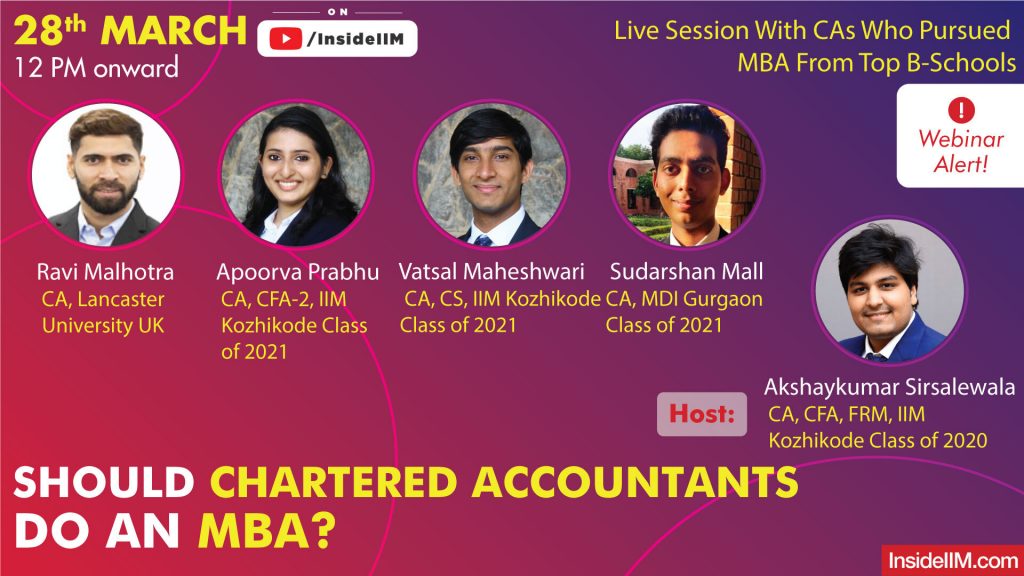 Should Chartered Accountants Do An MBA? Live Session With CAs Who Pursued MBA From Top B-Schools