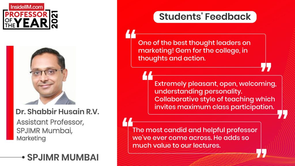 Meet SPJIMR Mumbai's Professor Of The Year 2021