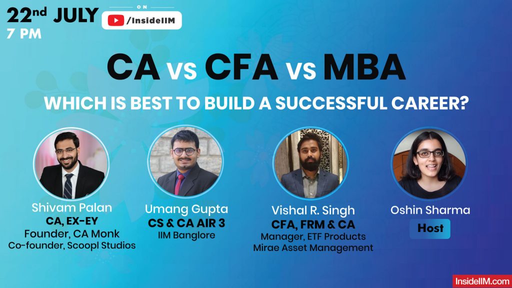 CA vs CFA vs MBA - Work, Pay, Opportunities, Growth & Experience | Conversation On Careers