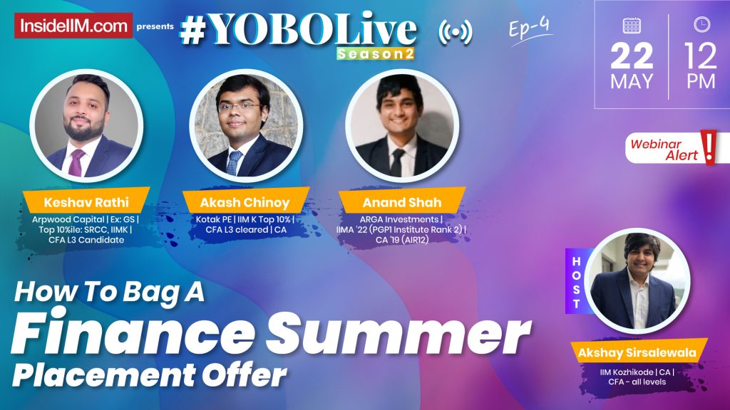 How To Crack A Finance Summer Placement Offer | #YOBOLiveS02E04