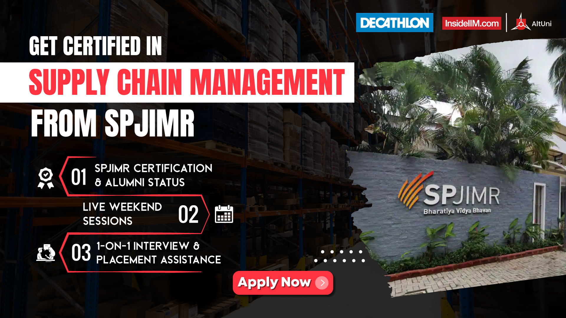 Learn Supply Chain Management from SPJIMR faculty, get certified by them & unlock interview opportunities with Decathlon.